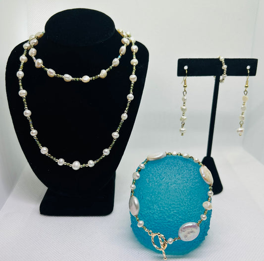 Assorted Fresh Water Pearls, Gold, and Gemstone Set