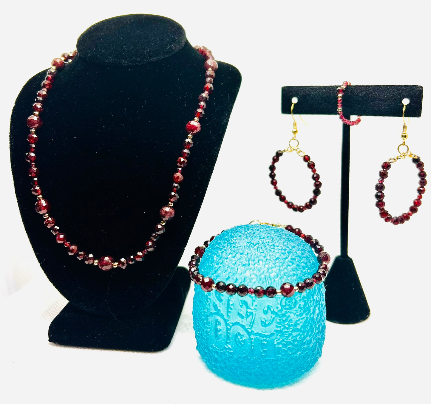 Faceted Garnet and Gold Set