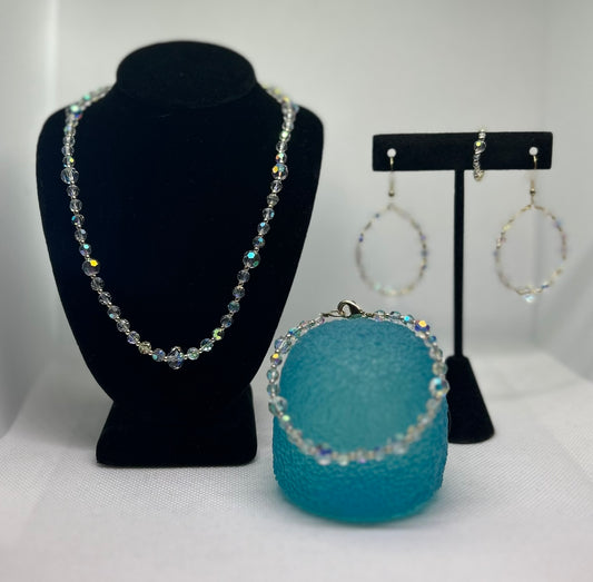 Austrian Faceted Crystal and Gold Set