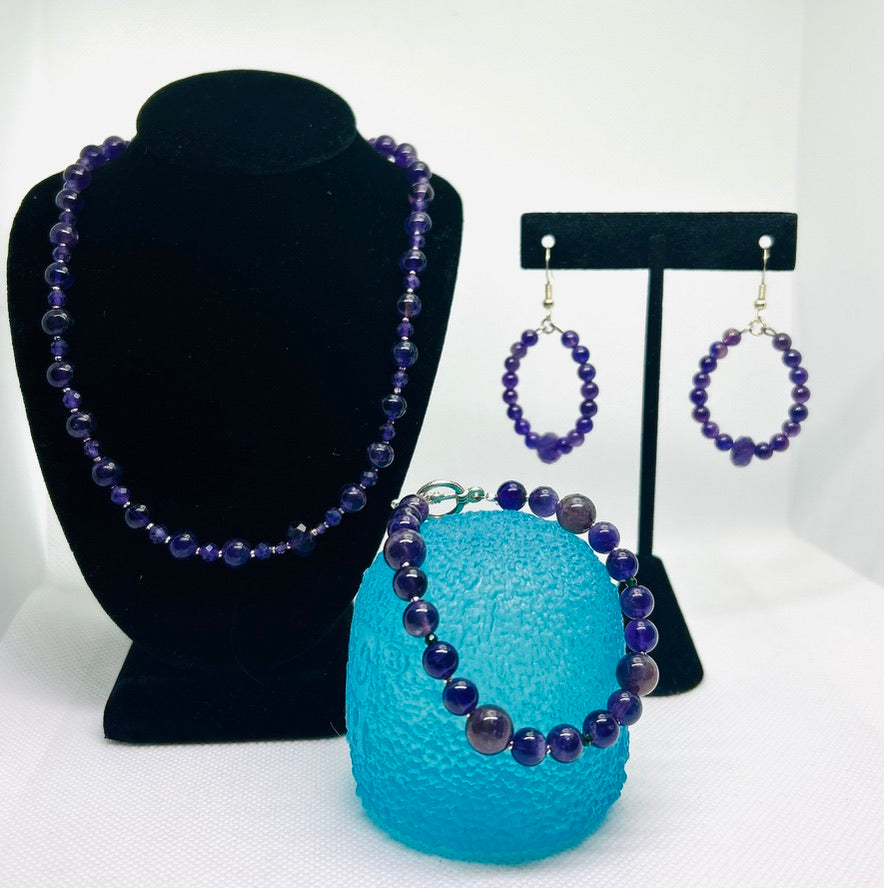 Smooth Amethyst Gemstone Set