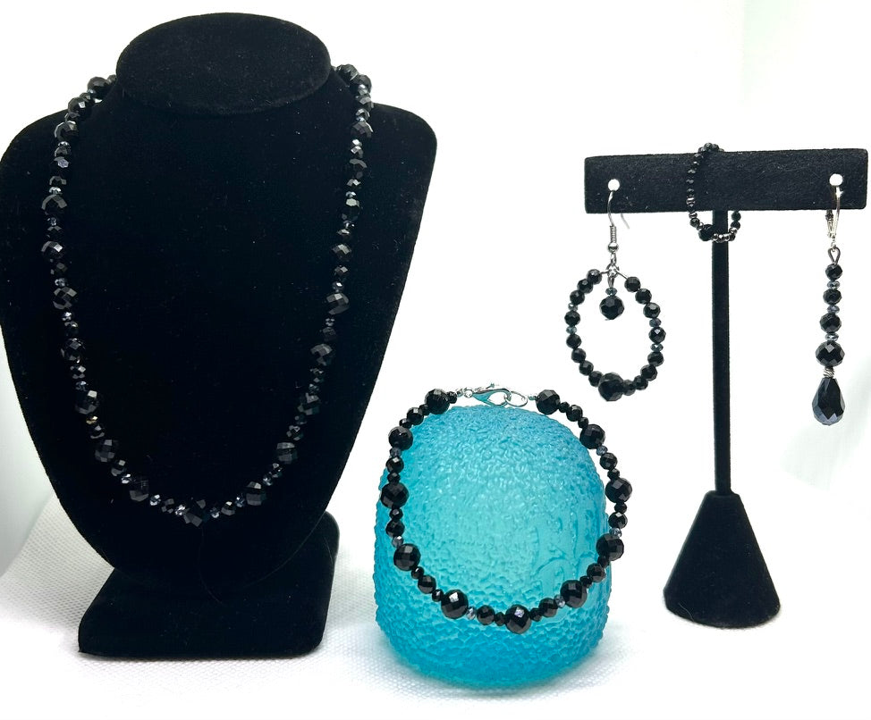 Black Spinel, Black Tourmaline, and Black Obsidian Set