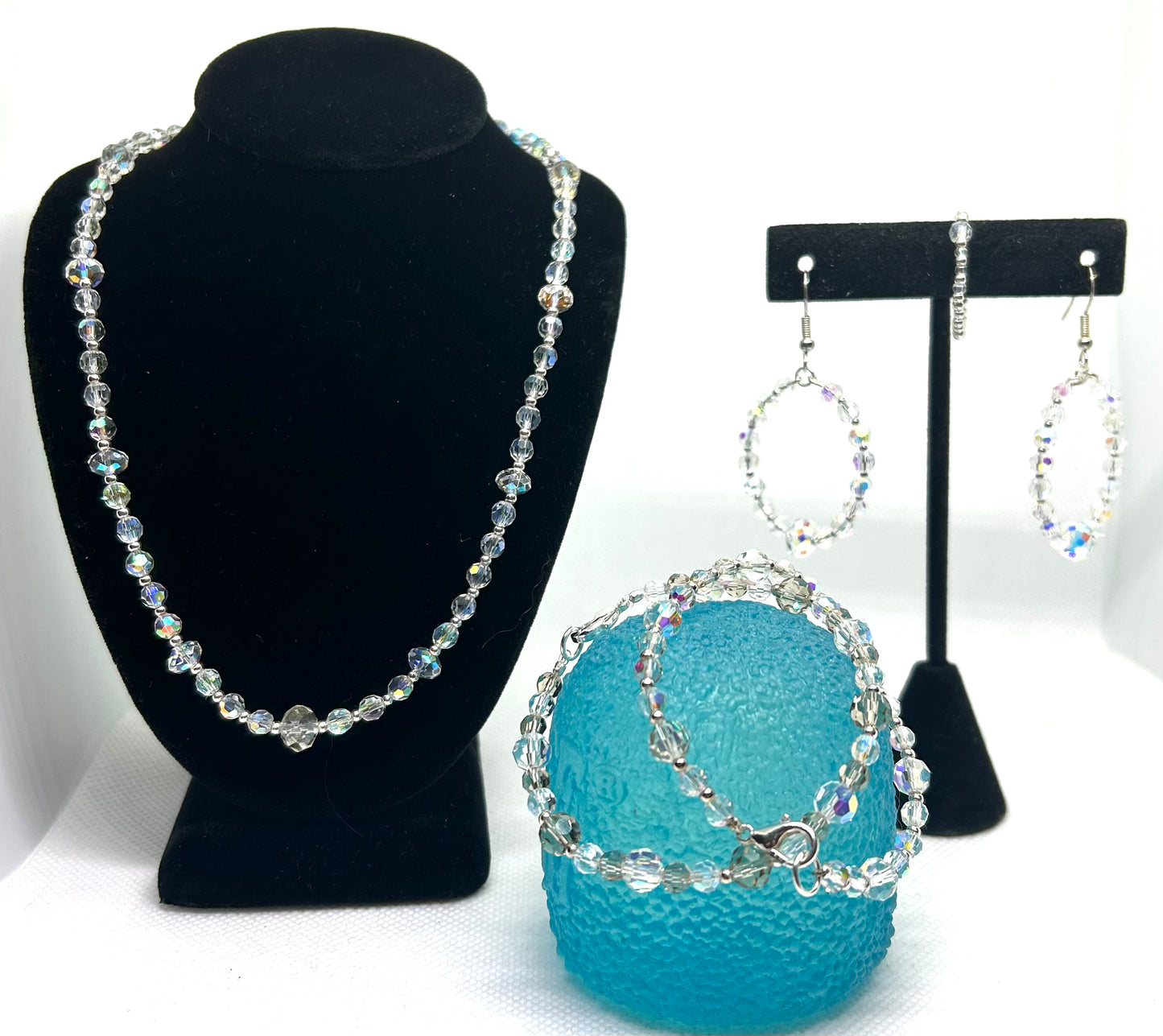 Austrian Faceted Crystal, and Sterling Silver Set