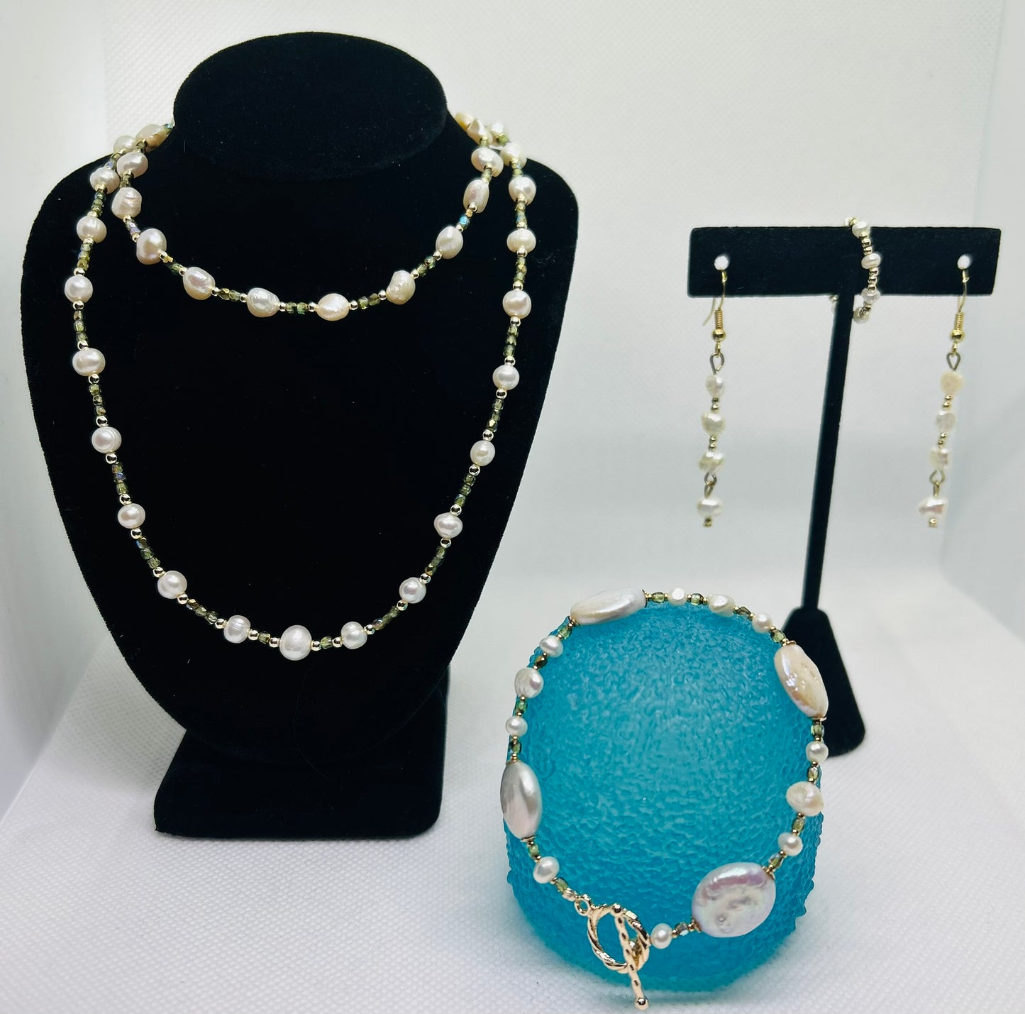 Assorted Fresh Water Pearls, Gold, and Gemstone Set