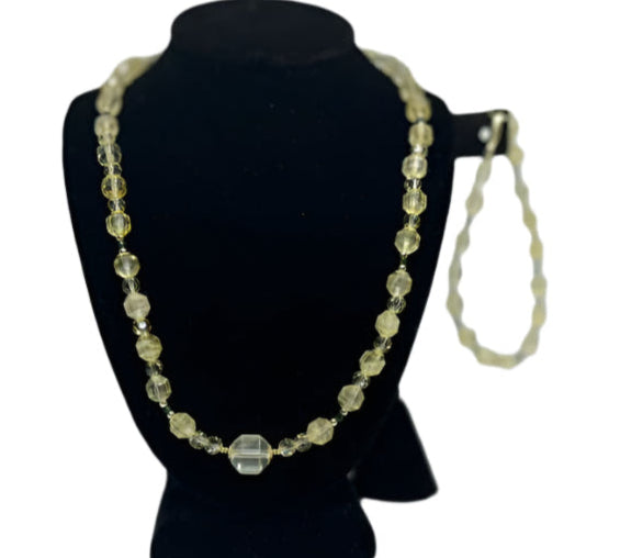 Faceted Citrine, Austrian Crystal, Mini Green Sandstone and Gold Set