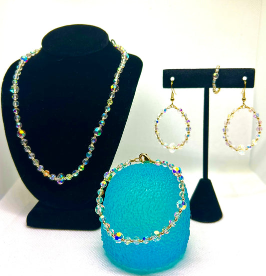 Austrian Faceted Crystal and Gold Set